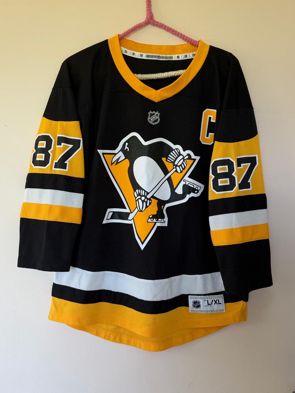 Sidney Crosby Pittsburgh Penguins Youth L/Xl Jersey #87 Black/Yellow NHL Hockey